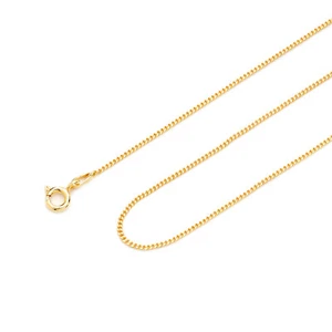 Mens Gold on silver Chain Necklace 1.2 mm thick Diamond Cut Curb Style - Picture 1 of 6