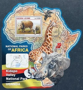 SIERRA LEONE NATIONAL PARKS OF AFRICA MAP SHAPED STAMPS 2016 BUSHPIG ANIMALS - Picture 1 of 1