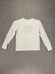 Nike Shirt Girls XL White Graphic Long Sleeve Shirt - Picture 1 of 9