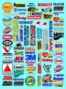 SPONSORS- WHITE VINYL Sticker Gang SHEET 31 -R/C MODEL Decals 1/12 -1/10-Tamiya - Picture 1 of 10
