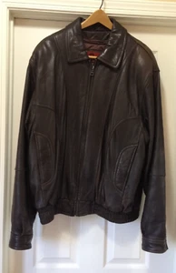 VINTAGE Reed Sportswear  Brown Leather Bomber Jacket- Mens Size 44L - Thinsulate - Picture 1 of 7