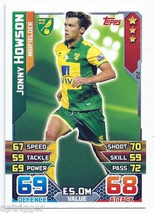 2015 / 2016 EPL Match Attax Base Card (212) Jonny HOWSON Norwich City - Picture 1 of 1