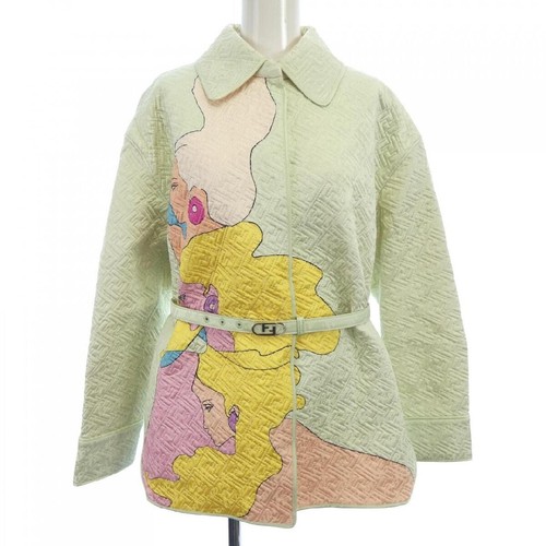 Giacca FENDI verde rosa giallo 100% seta taglia 38