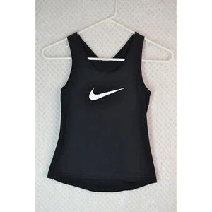 Nike Dri-Fit Girls Small Black Racerback Fitted Front Graphic Tank Top - Picture 1 of 11