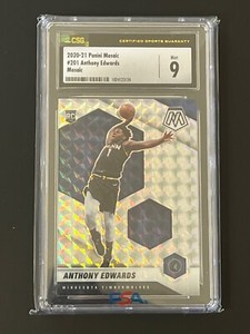2020-21 PANINI MOSAIC #201 ANTHONY EDWARDS RC CSG GRADED MINT 9 (1024523124)