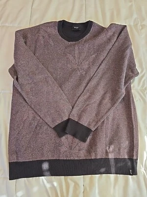 HUF Crewneck Sweater XL Cannabis Leaf  Multicolor Black Stripe Sweatshirt Rare - Image 1 of 4