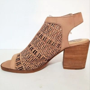 Vince Camuto Keanne taupe leather laser cut sling back open toe shoes 8 NWOB - Picture 1 of 13