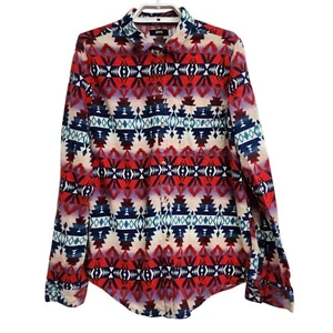 Camicia di flanella BDG Urban Outfitters donna media faro azteco sud-ovest bottoni - Foto 1 di 8