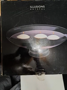 Illusions Crystal Footed Centerpiece Bowl Style #Sp013132 with candles Included - Picture 1 of 3