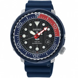 SEIKO Prospex SNE499P1 Solar Padi TUNA 200m Diver Scuba Red Blue Bezel - Picture 1 of 7