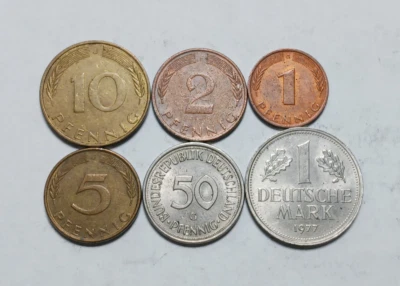 Juego tipo Alemania 1971-1977 - 1-50 Pfennig, 1 marco alemán - monedas preeuro Foto 1 de 4