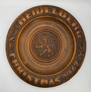 WW2 US Army Germany Occupation Wooden Carved Souvenir Wall Plate Christmas 1947 - Picture 1 of 8
