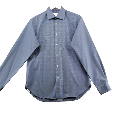 Michael Kors Slim Fit Non Iron Men's Size M Blue Long Sleeve Casual Shirt - Image 1 of 4