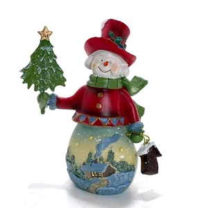 Weihnachtsmann Klasse Figur mit Weihnachtsbaum und Dorfszene auf Unterseite Vintage - Bild 1 von 6