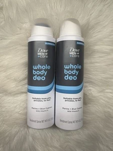 2- Dove Men+Care Whole Body Deodorant, Marine + Blue Cypress, Alum Free, 4 Oz. - Picture 1 of 1