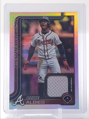 OZZIE ALBIES 2025 TOPPS SERIES TWO GAME-USED PATCH RAINBOW FOIL Q4641 - Image 1 of 2