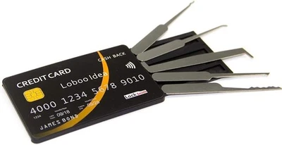 Loboo Idea Lockpicking Set mit Dietrich Werkzeug im Kreditkartenformat, Silber - Bild 1 von 4