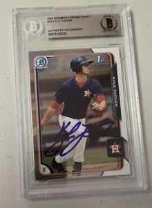 Kyle Tucker Signed 2015 1st Bowman Chrome Draft Rookie Card #75 Beckett Auto - Picture 1 of 4
