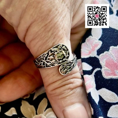 Moda Búho* Anillo Abierto Talla Ajustable Unisex “Antiguo” Grabado Grabado OSFM🦉 Foto 1 de 4