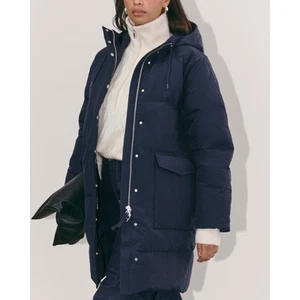 Everlane The ReNew Long Puffer Women’s S True Navy Primaloft Winter Coat Hooded - Imagen 1 de 11