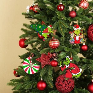 Grinch Weihnachtsbaum Holz Deko Ornamente, hängend Weihnachten Urlaub - Bild 1 von 7