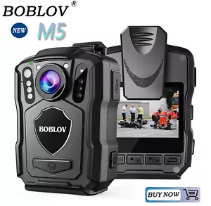 BOBLOV M5 2K Police Body Worn Camera 128GB GPS Enabled &1440P Body Mounted Cam - Picture 1 of 12