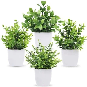 4Packs Artificial Potted Plant Scene Mini Fake Faux Plants for Home Office Decor - Picture 1 of 10