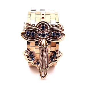 Superbe bracelet ceinture en or 18 carats avec saphirs et décor pompons - Imagen 1 de 23