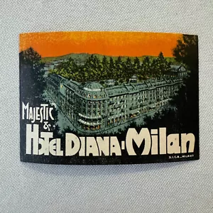 Vintage Hotel Travel Luggage Label Hotel Diana Milan Milano Italy - Picture 1 of 5