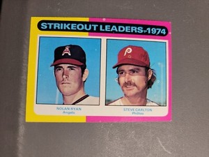 1975 TOPPS 1974 STRIKEOUT LEADERS - NOLAN RYAN/STEVE CARLTON #312 EX-MT 