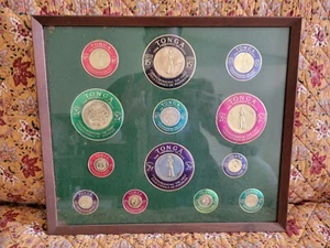 Framed Tonga 1963 coins on Airmail stamps. MNH. See Description - Picture 1 of 5