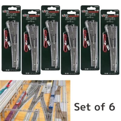 Kato 20-202 N Scale Unitrack Electric Turnout #6 Left Hand Set of 6 - New - Image 1 of 4