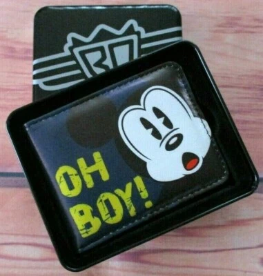 MENS DISNEY BUCKLE DOWN MICKEY MOUSE BIFOLD WALLET WITH METAL TIN GIFT BOX - Image 1 of 3