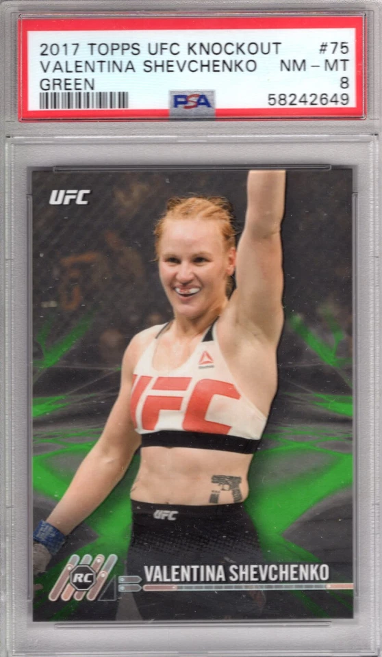 2017 Topps UFC Knockout VALENTINA SHEVCHENKO #75 Green /215 RC SP PSA 8 Rookie - Image 1 of 1