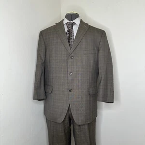 Polo Club Mens Suit 44R 48" 40x27 2 Piece Brown Wool Blazer Sport Coat Jacket* - Picture 1 of 17