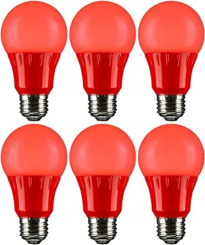 6Pack A19 Red LED Bulb - Non-Dimmable Colored Light Bulb, 3 Watts, 100LM, E26 - Image 1 of 1