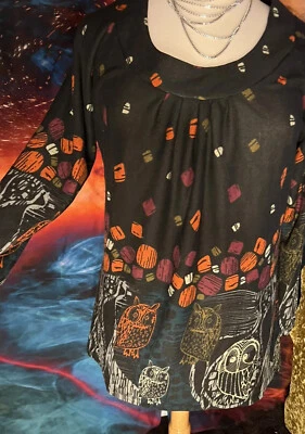 Vestido Suéter o Túnica Estampado Búho Acogedor Mujer Talla 14 o XXL Marrón Vellón Naturaleza Foto 1 de 4