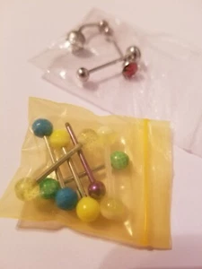 9 Pcs Encased Tongue Rings Tounge Barbells  Body Piercing Jewelry - Picture 1 of 3