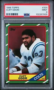 1986 TOPPS #324 CLIFF ODOM PSA 9 MINT ROOKIE RC POP 26 ONLY 9 HIGHER COLTS - Picture 1 of 2