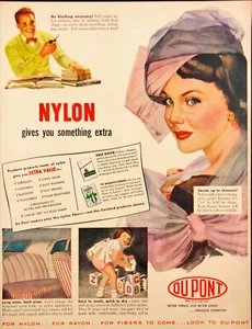 1949 DuPont Nylon Fibers Give You Something Extra Vintage Print Ad - Picture 1 of 1