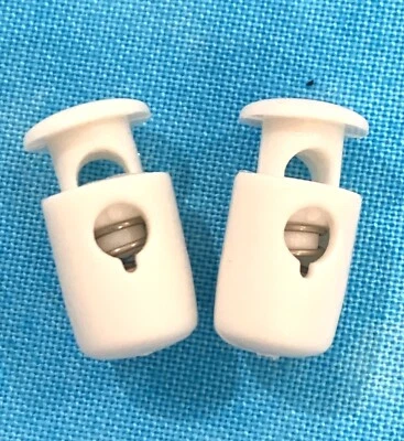 6pcs White Cylinder Toggles Suits 2mm Cord / Stopper Spring Lock End 18mm X 6mm - Image 1 of 4