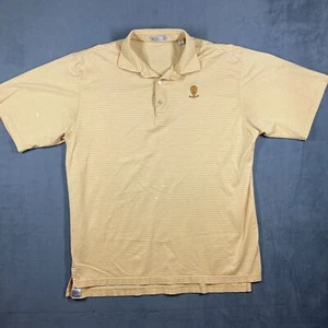 Peter Millar Mens Yellow Stripped Polo Size Large Scioto Logo Golf Light - Picture 1 of 9