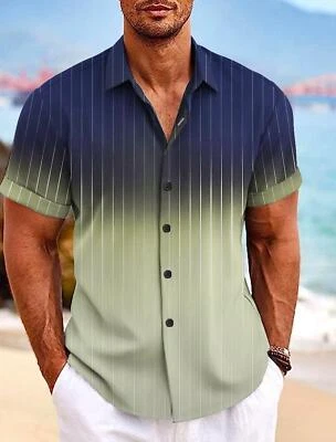 Camisa de vestir de boda de playa de guayabera cubana informal con botones manga corta para hombre EE. UU. Foto 1 de 4