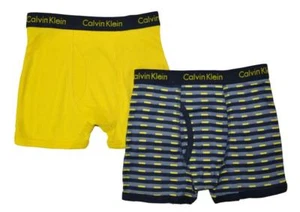 Calvin Klein Boys Gray & Yellow 2pk Boxer Briefs Size 4/5 6/7 8/10 12/14 - Picture 1 of 1