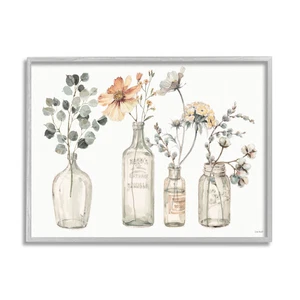 Stupell Industries Antique Floral Bouquets Flowers Glass Jar Painting Framed ... - Picture 1 of 10