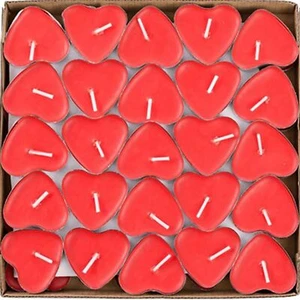 50 Packs of red Heart-Shaped Candles - Decorations for Weddings Parties Valen... - Picture 1 of 6