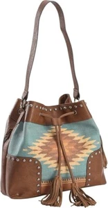 Nocona Womens Zapotec Southwestern Print Drawstring Bucket Bag - Brown, One Size - Picture 1 of 7
