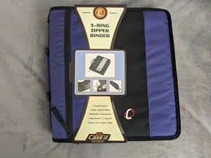 Case It 3-Ring Zipper Binder 2" Ring, Handle, Shoulder Strap Purple Black D-250 - Picture 1 of 7
