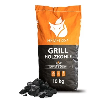 HEIZFUXX® Grillholzkohlebriketts 100% Buche BBQ GastroQualität | 10kg Papiersack