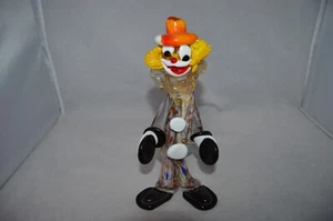 Vintage Murano Art Glass Clown Figurine Hand Blown 9 " Mardi Gras Mecca Favor - Picture 1 of 9